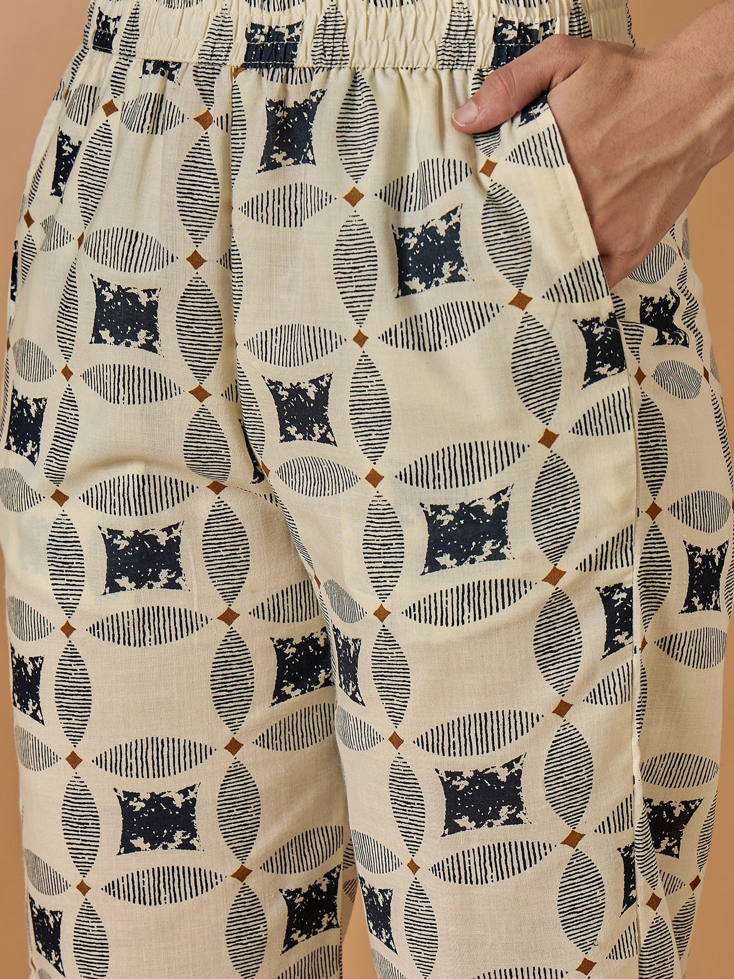 Off white Printed Blue Kurta With Palazzo