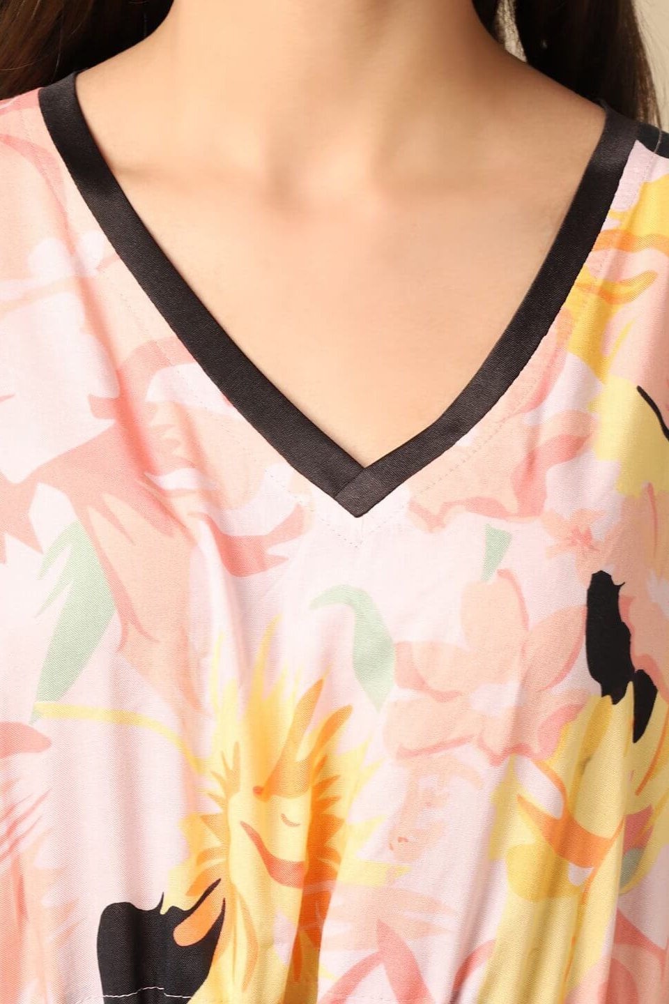 Multi Color Floral Printed Viscose Rayon Kaftan