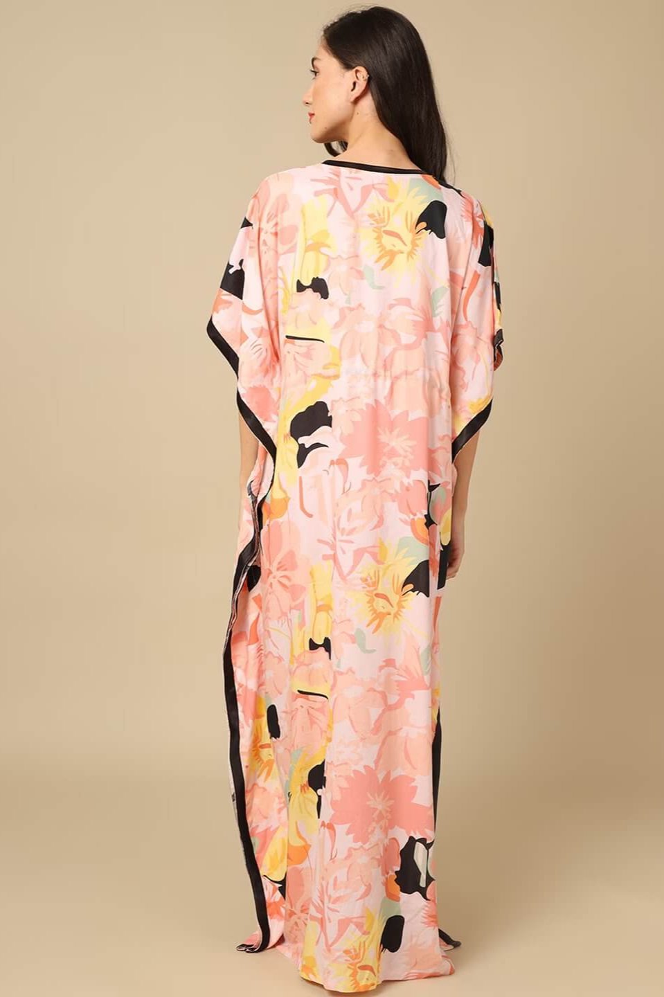 Multi Color Floral Printed Viscose Rayon Kaftan