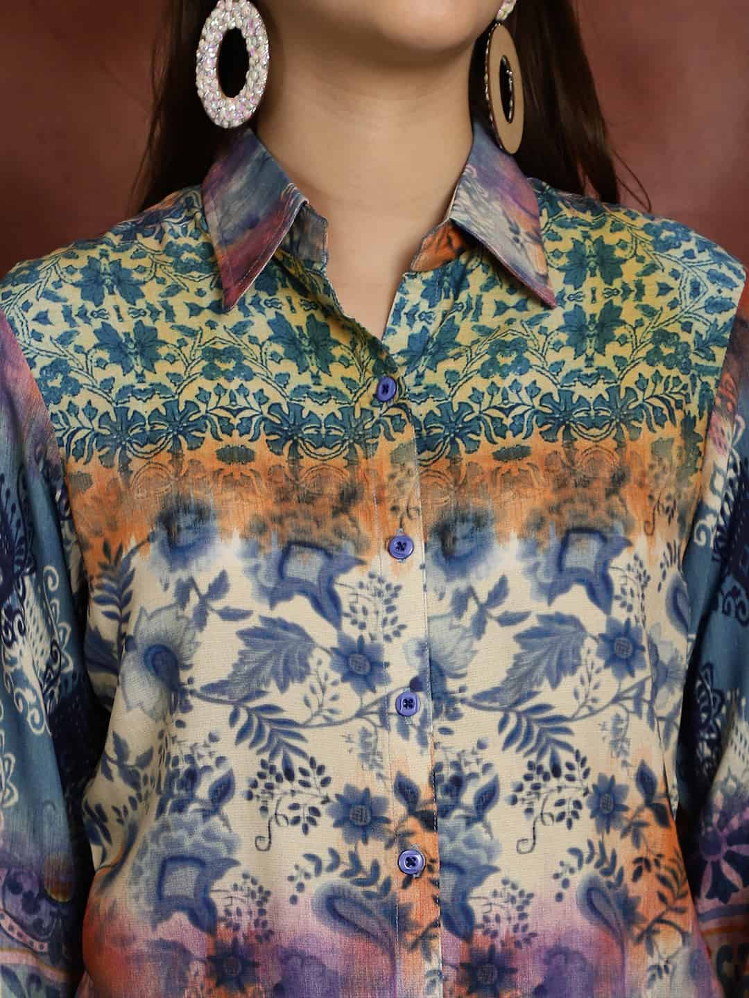 Blue Abstract Printed Premium Viscose Rayon Shirt With Trousers Co-ord Set