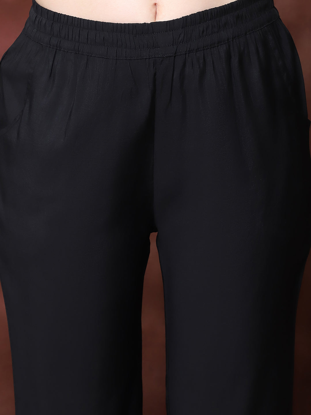 Black Printed Shirt Collar Ethnic Co-Ord Set for Women