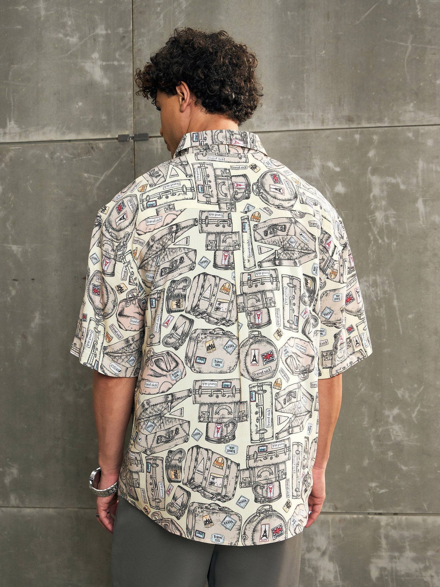 Men Beige Conversational Print Relax Fit Shirt