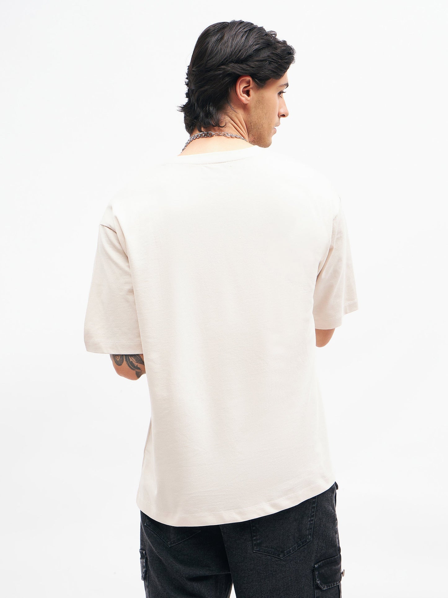 Unisex Beige MEUZIC Oversized T-Shirt