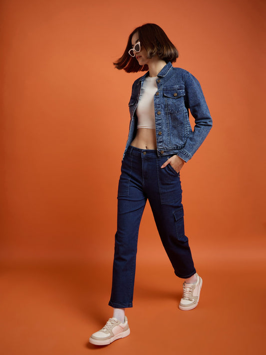 Women Blue Blast Multi Pockets Balloon Fit Jeans