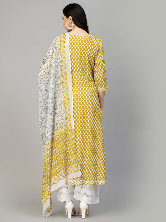 Stylum Women's Printed Rayon Kurta Dupatta Set (SUMMERCORN)