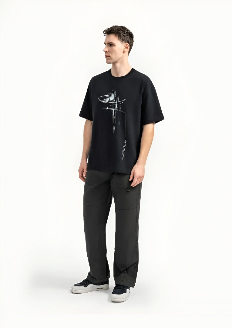 Monochrome Drift Sketch T-Shirt