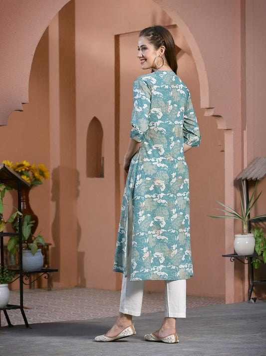 Printed Rayon A-Line Kurta
