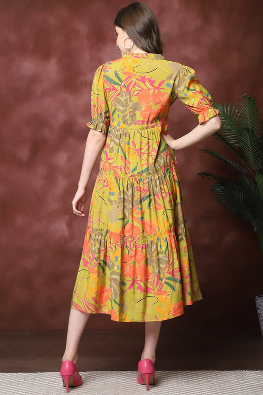 Women Floral Printed Fit & Flare Midi Dress