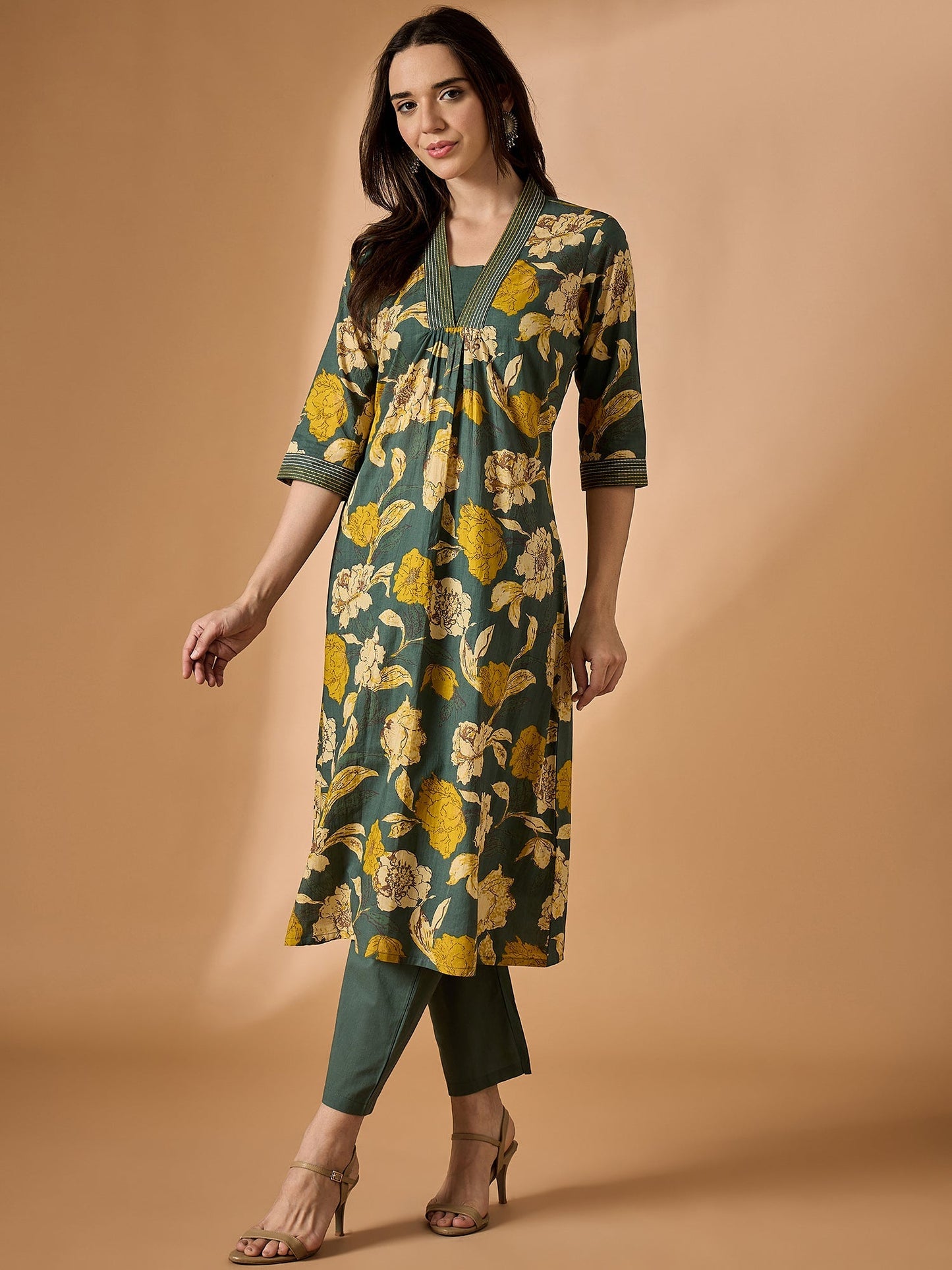 Floral Printed Kurta With Palazzo Set