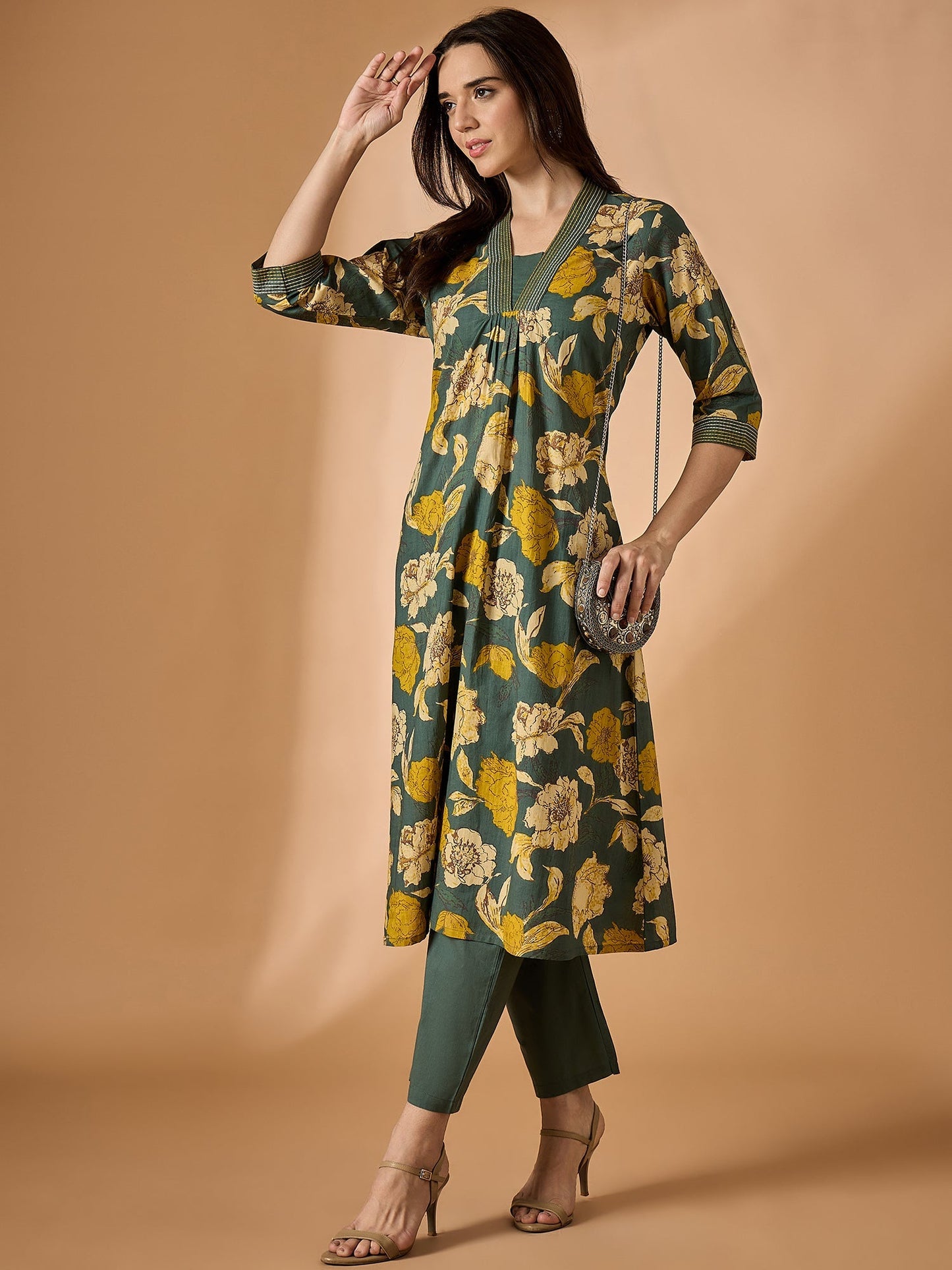 Floral Printed Kurta With Palazzo Set