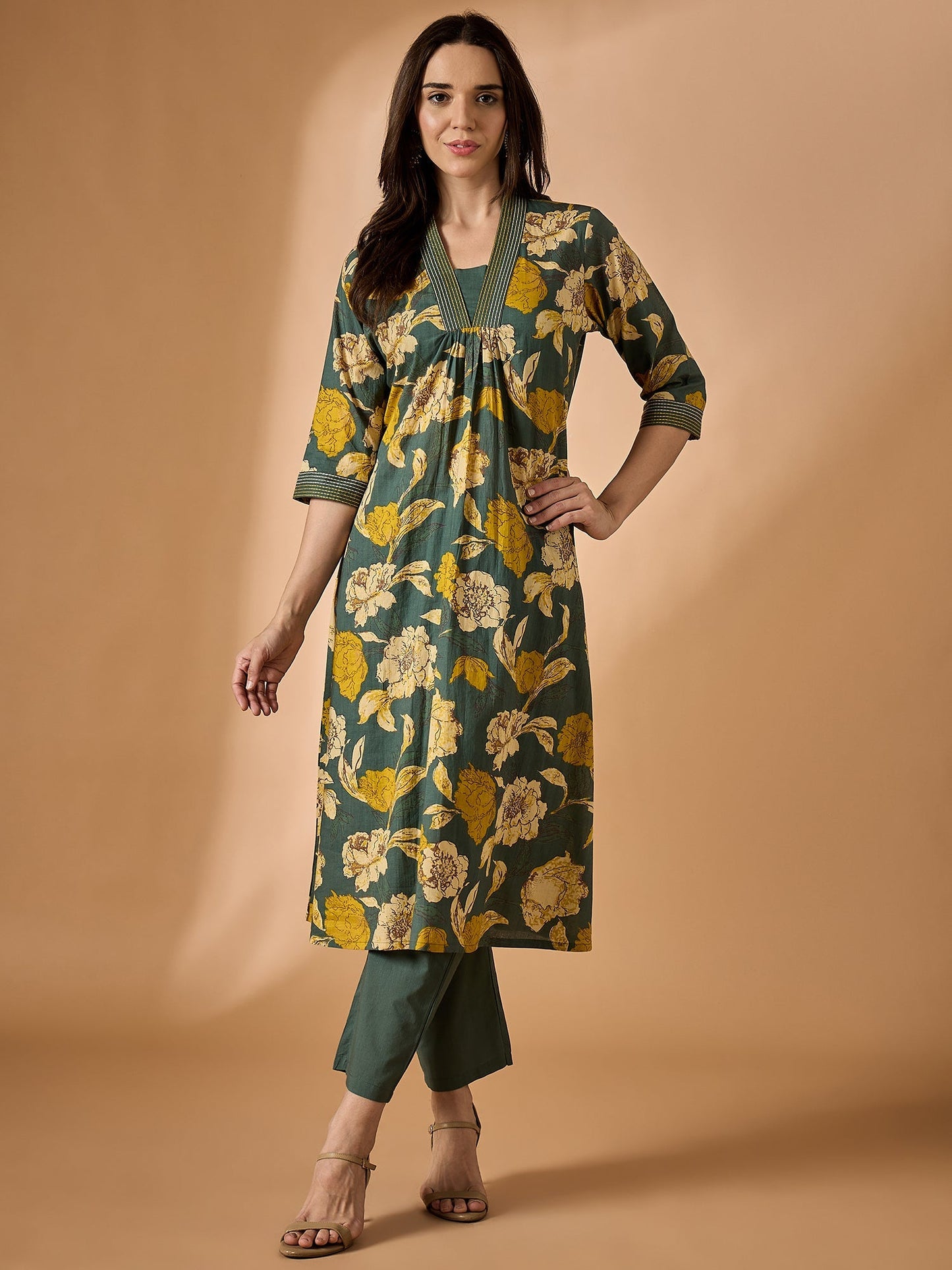 Floral Printed Kurta With Palazzo Set