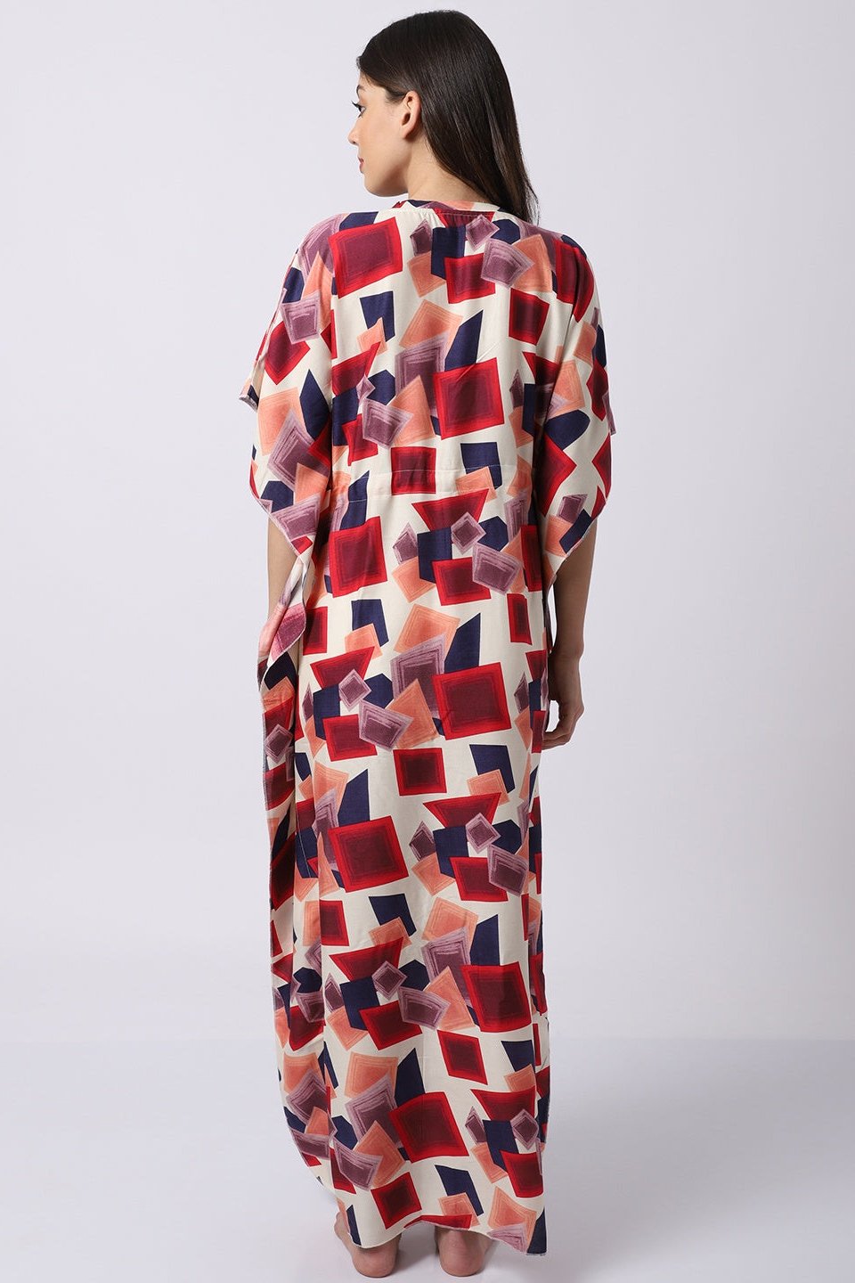 Multi Color Abstract Printed Viscose Rayon Kaftan