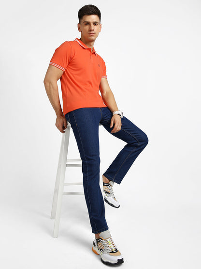 Men's Blue Regular Fit Washed Jeans Stretchable