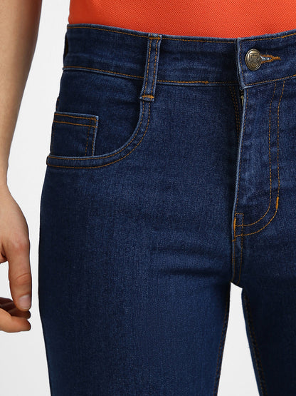 Men's Blue Regular Fit Washed Jeans Stretchable