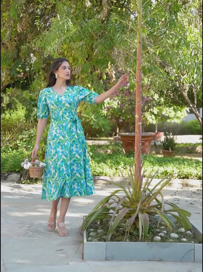 Multicolour Cotton Floral Printed Fit & Flare Dress