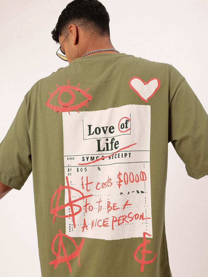 Printed Round Neck Cotton Blend Green T-Shirt