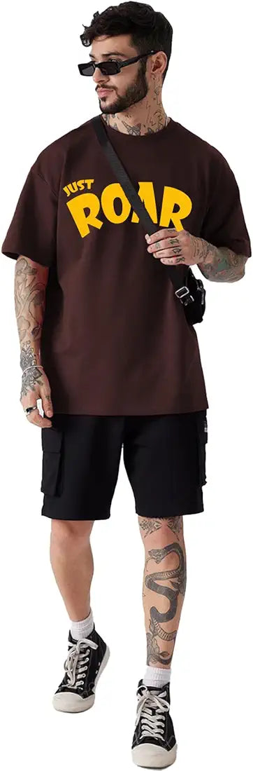 Men Cotton Blend Oversized Half Sleeve Round Neck Regular Fit T-Shirt