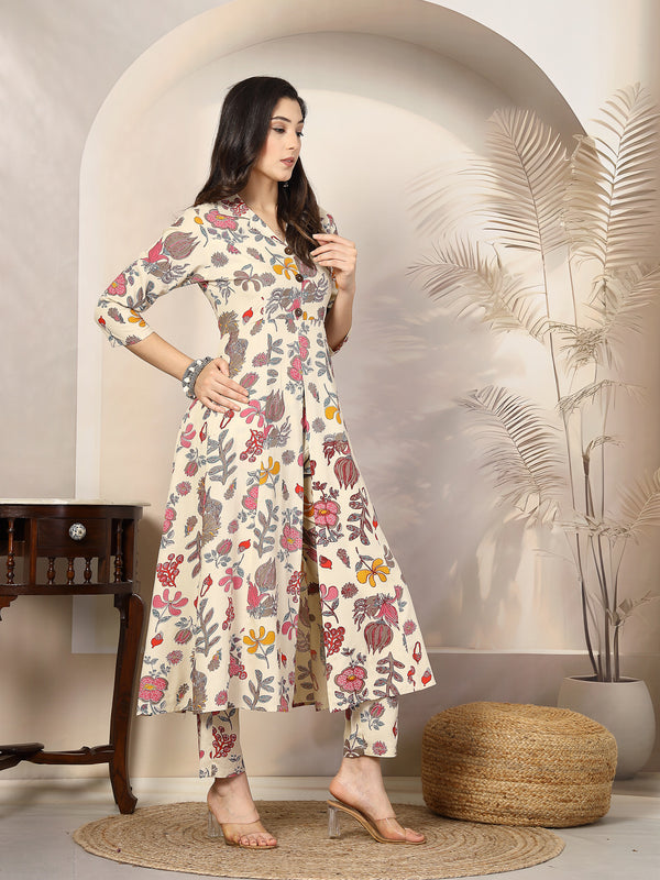 Floral Printed Rayon A-Line Kurta Pant Set
